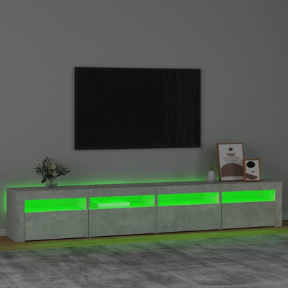 TV Cabinet with LED Lights Concrete Grey 240x35x40 cm