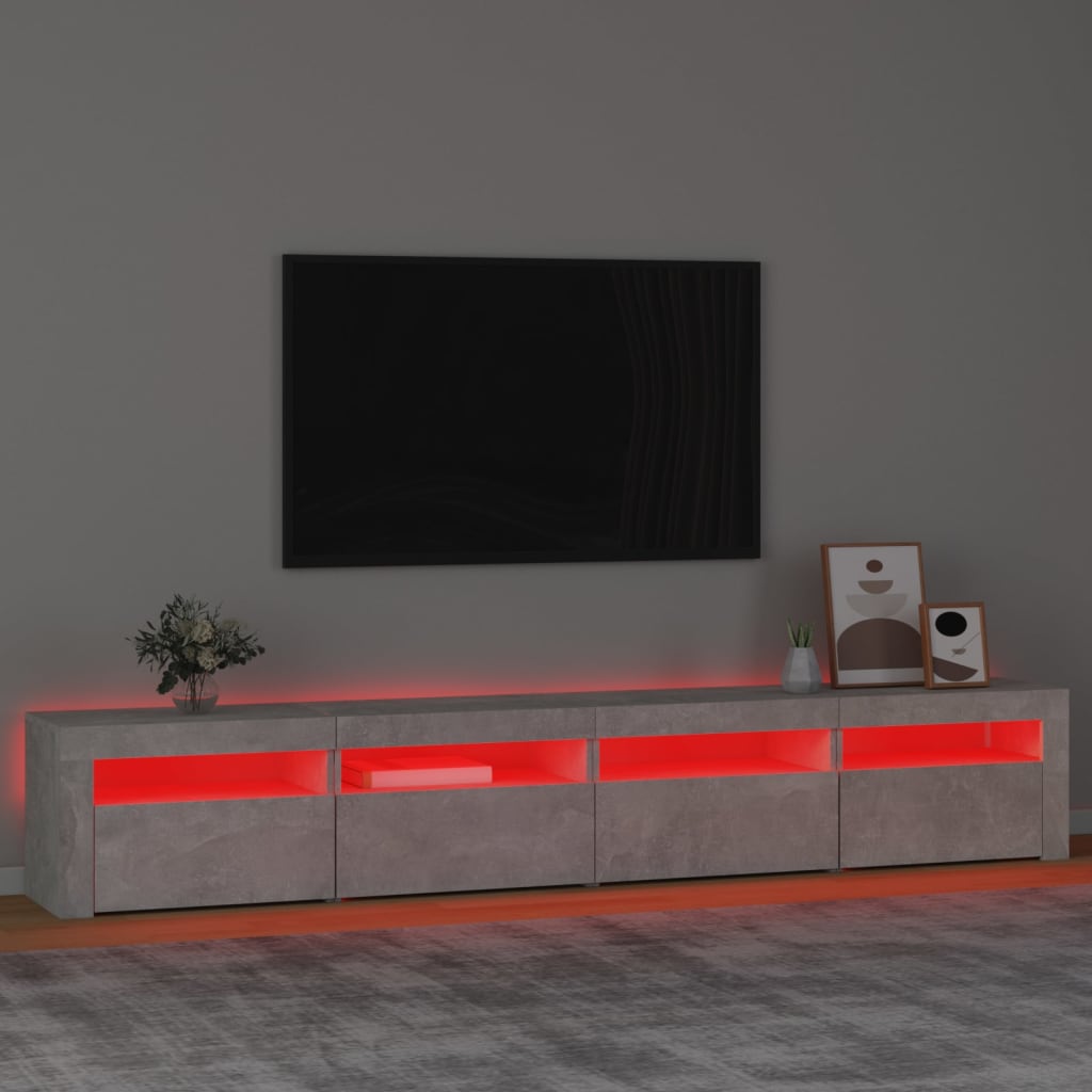 TV Cabinet with LED Lights Concrete Grey 240x35x40 cm