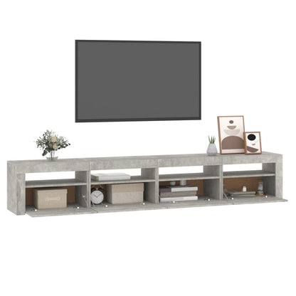 TV Cabinet with LED Lights Concrete Grey 240x35x40 cm