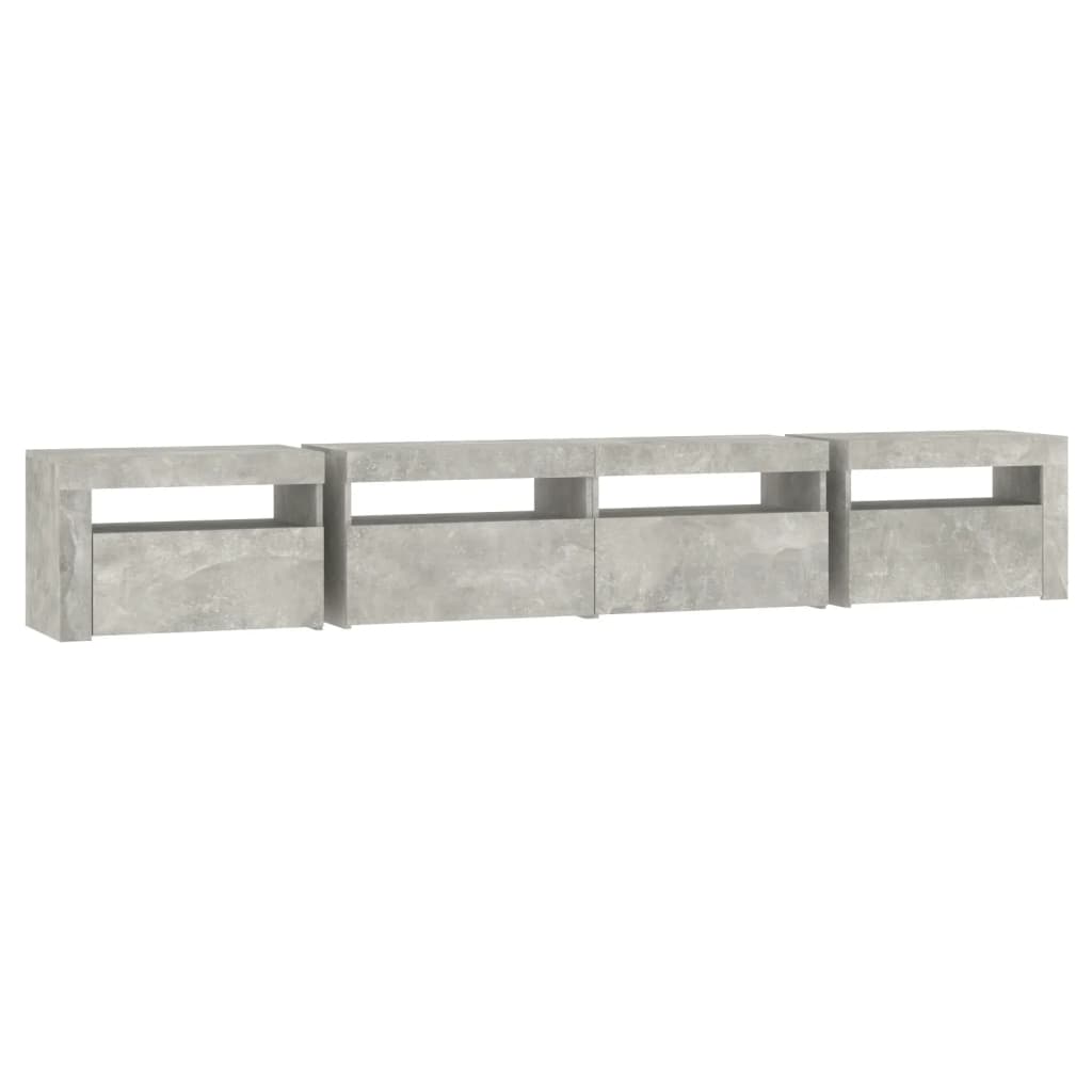 TV Cabinet with LED Lights Concrete Grey 240x35x40 cm