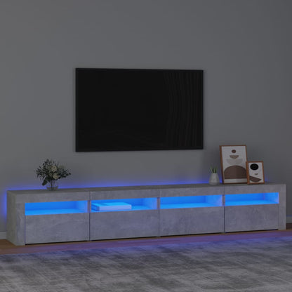 TV Cabinet with LED Lights Concrete Grey 240x35x40 cm