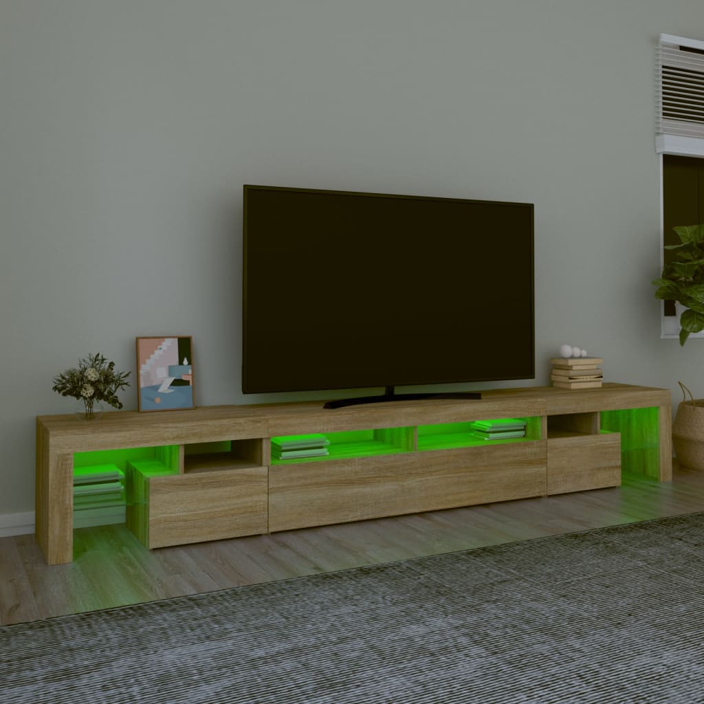 TV Cabinet with LED Lights Sonoma Oak 260x36.5x40 cm