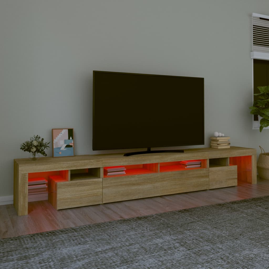 TV Cabinet with LED Lights Sonoma Oak 260x36.5x40 cm