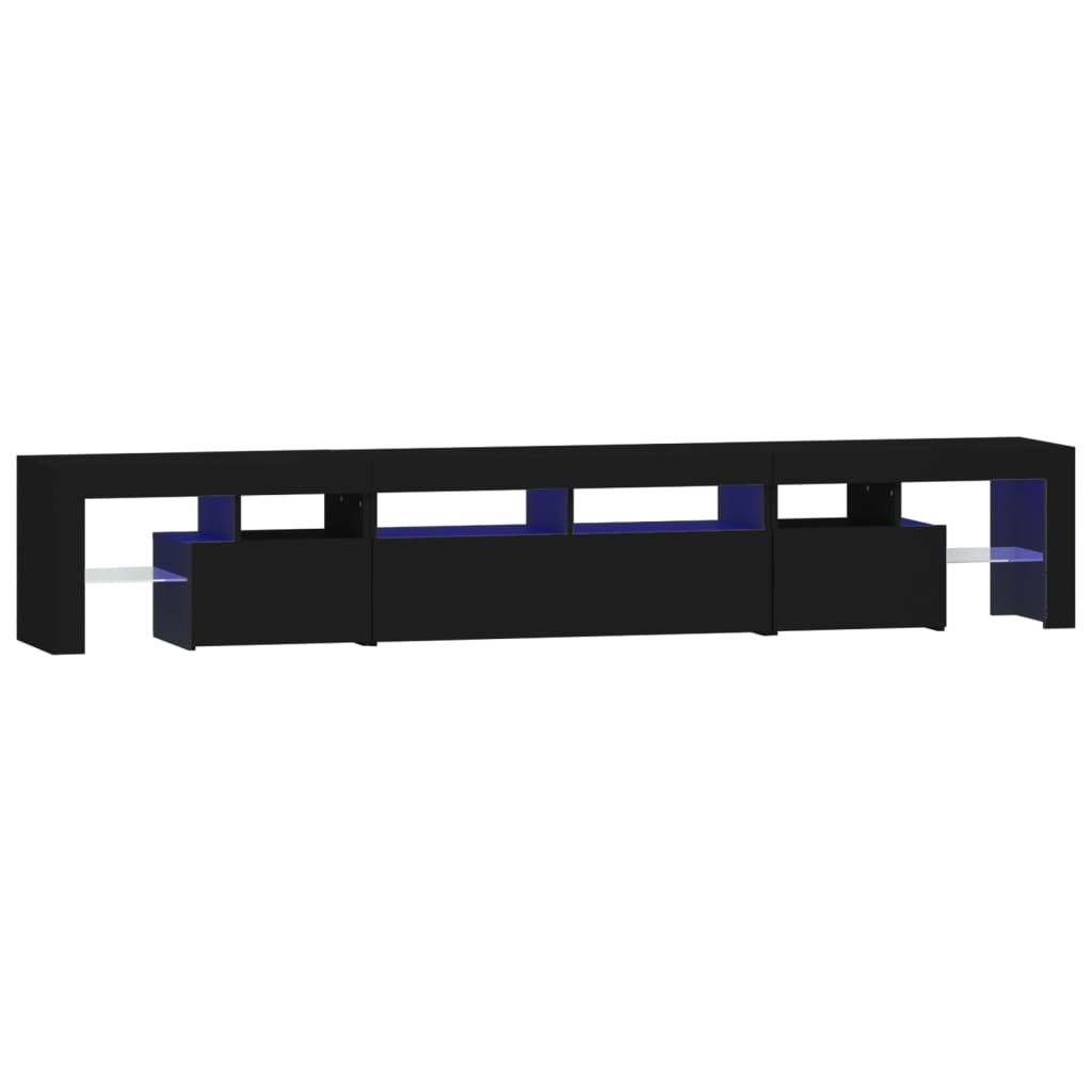 TV Cabinet with LED Lights Black 230x36.5x40 cm