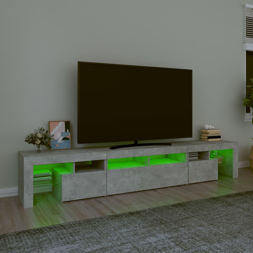 TV Cabinet with LED Lights Concrete Grey 230x36.5x40 cm