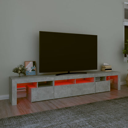 TV Cabinet with LED Lights Concrete Grey 230x36.5x40 cm