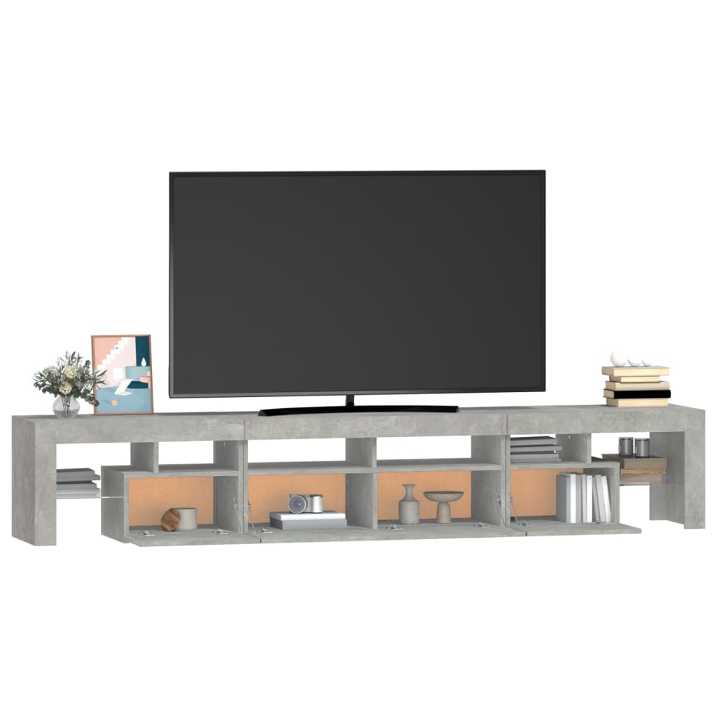 TV Cabinet with LED Lights Concrete Grey 230x36.5x40 cm