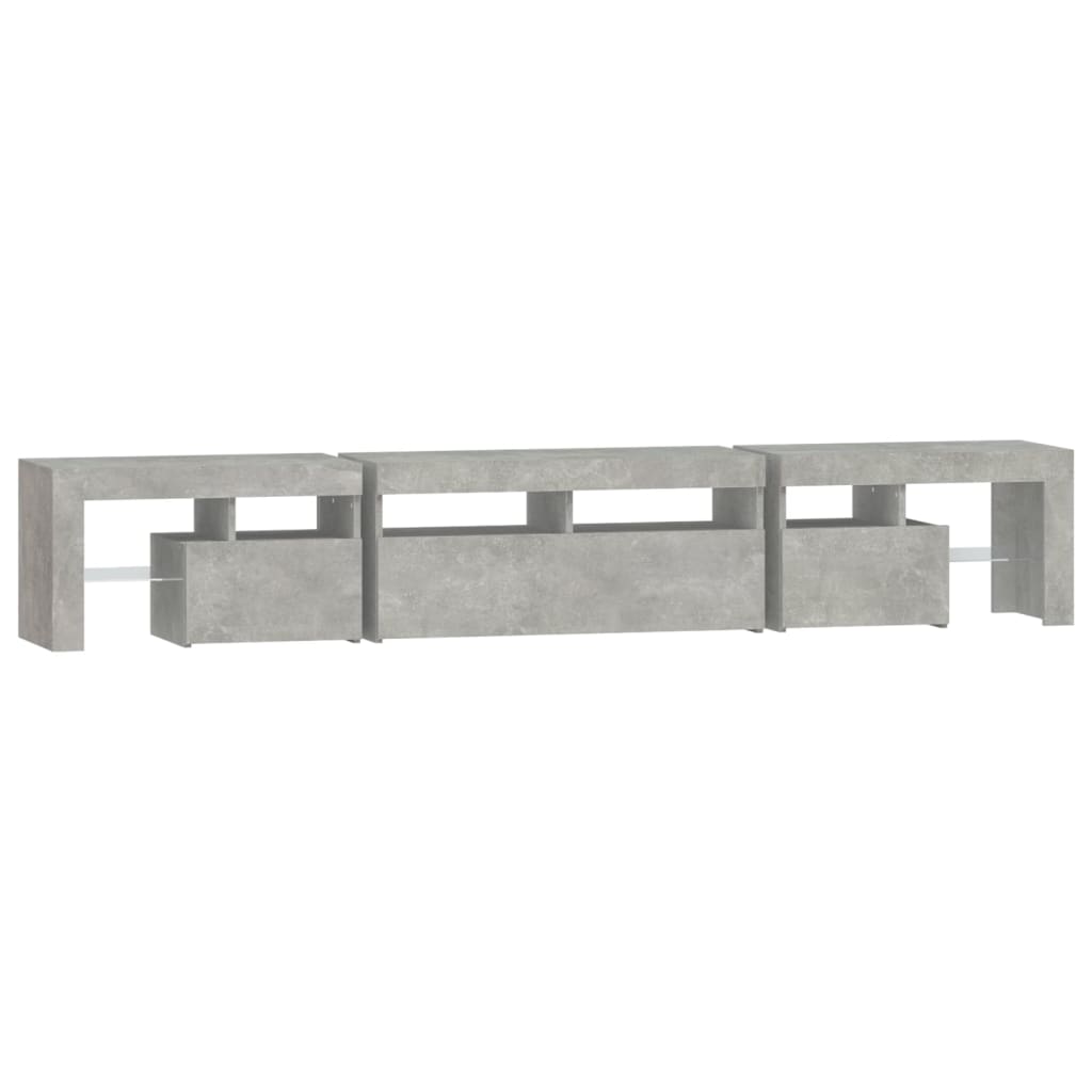 TV Cabinet with LED Lights Concrete Grey 230x36.5x40 cm