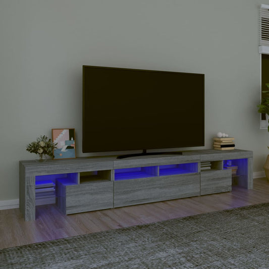 TV Cabinet with LED Lights Grey Sonoma 230x36.5x40 cm