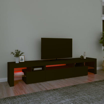 TV Cabinet with LED Lights Black 215x36.5x40 cm