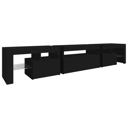 TV Cabinet with LED Lights Black 215x36.5x40 cm