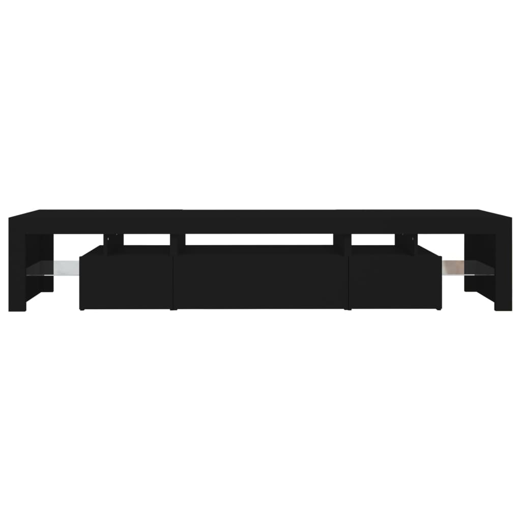 TV Cabinet with LED Lights Black 215x36.5x40 cm