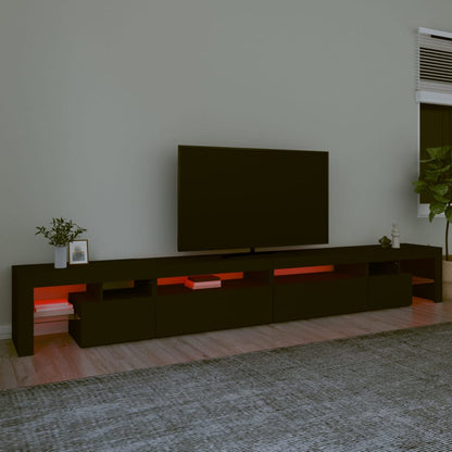 TV Cabinet with LED Lights Black 290x36.5x40 cm