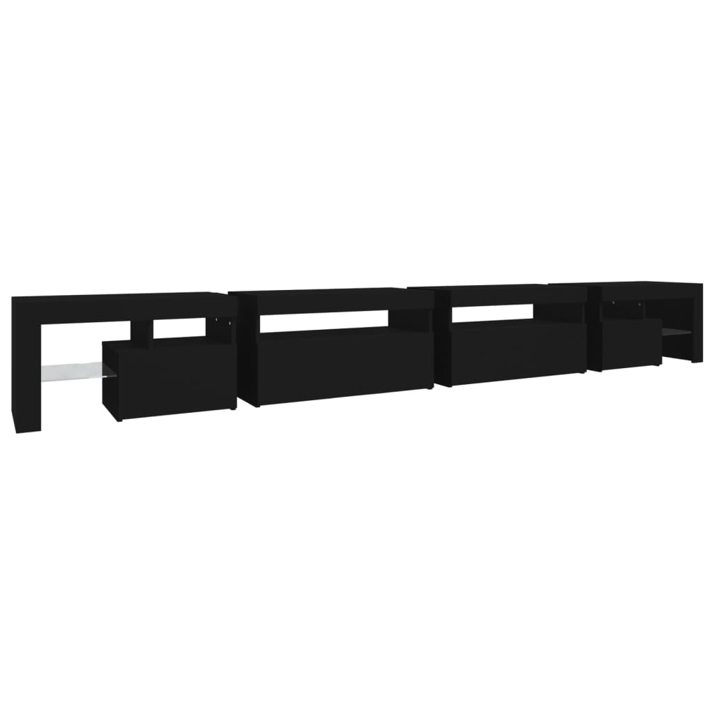 TV Cabinet with LED Lights Black 290x36.5x40 cm