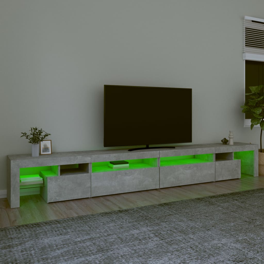 TV Cabinet with LED Lights Concrete Grey 290x36.5x40 cm