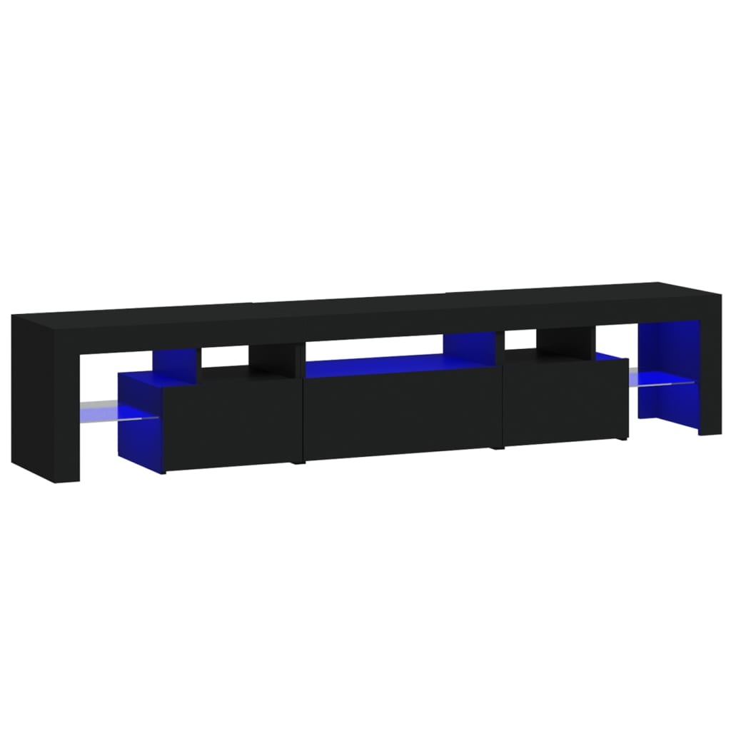 TV Cabinet with LED Lights Black 200x36.5x40 cm