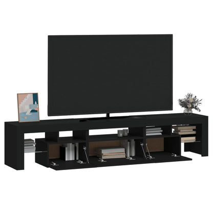 TV Cabinet with LED Lights Black 200x36.5x40 cm