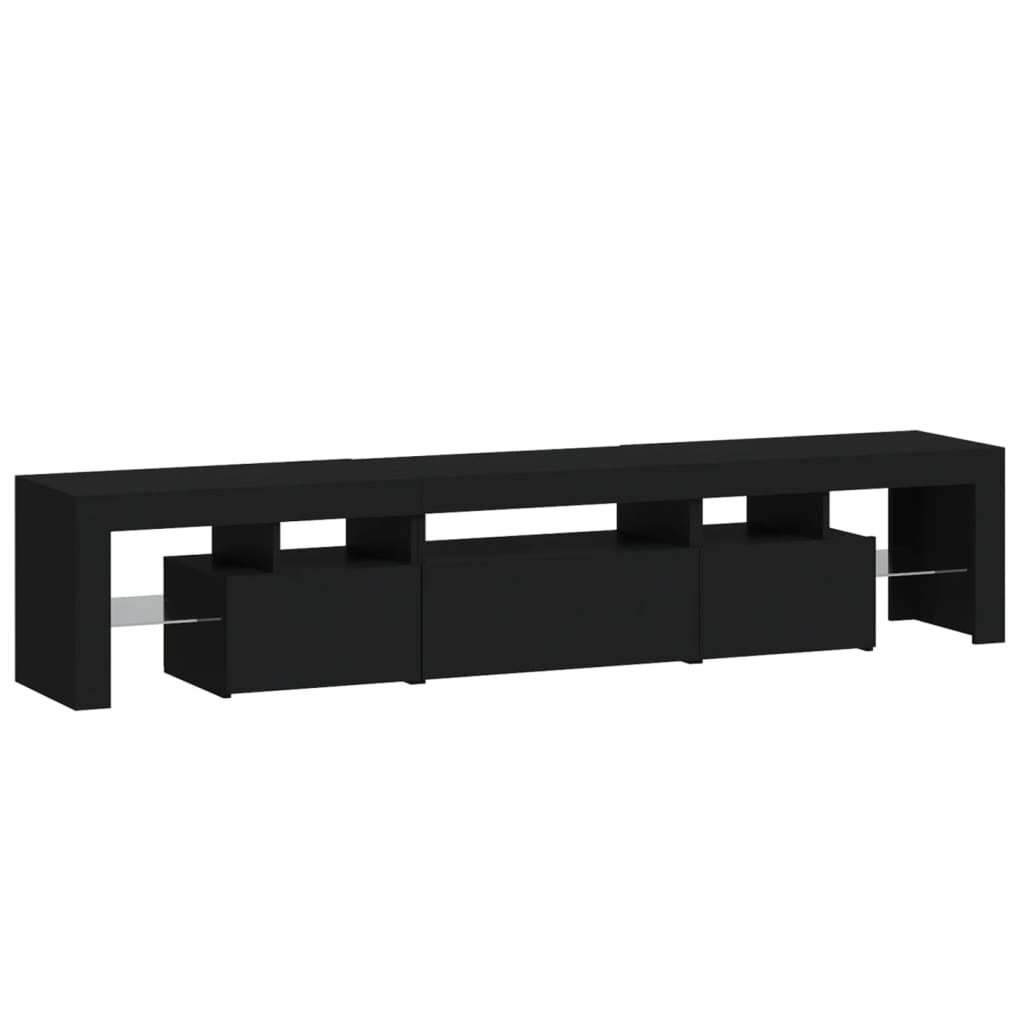 TV Cabinet with LED Lights Black 200x36.5x40 cm