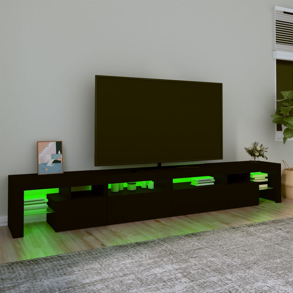 TV Cabinet with LED Lights Black 260x36.5x40 cm