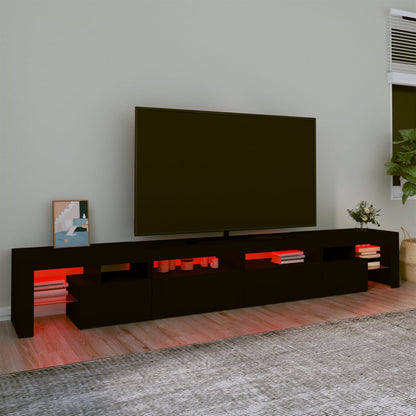 TV Cabinet with LED Lights Black 260x36.5x40 cm