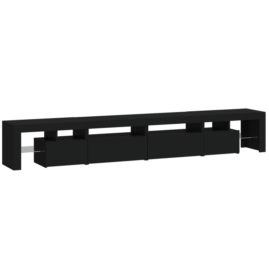 TV Cabinet with LED Lights Black 260x36.5x40 cm