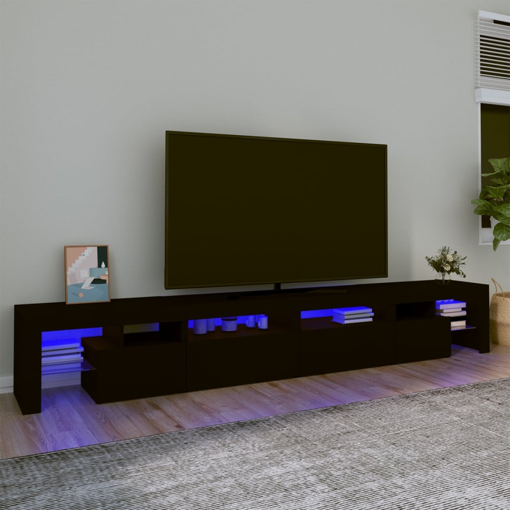 TV Cabinet with LED Lights Black 260x36.5x40 cm