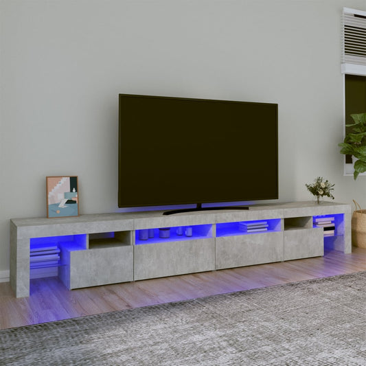 TV Cabinet with LED Lights Concrete Grey 260x36.5x40 cm