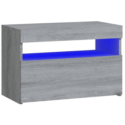 Bedside Cabinet with LED Lights Grey Sonoma 60x35x40 cm