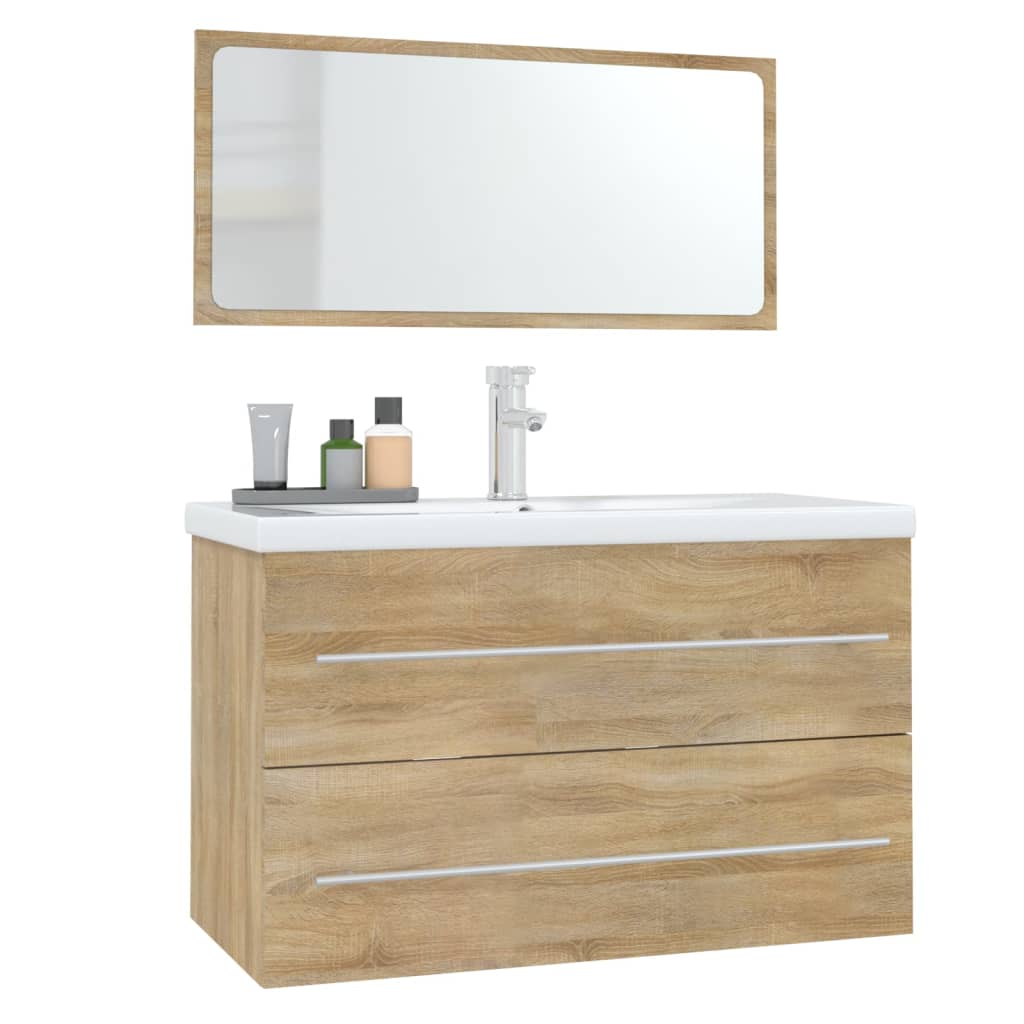 3 Piece Bathroom Furniture Set Sonoma Oak