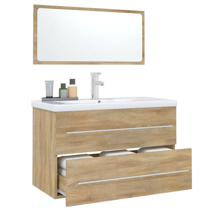 3 Piece Bathroom Furniture Set Sonoma Oak