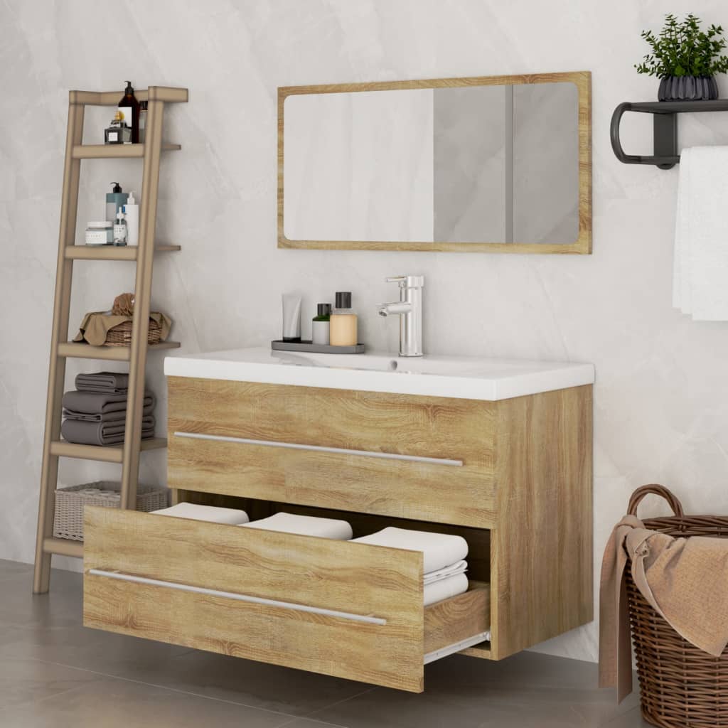 3 Piece Bathroom Furniture Set Sonoma Oak