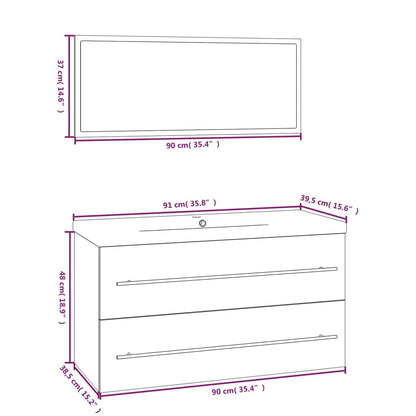 3 Piece Bathroom Furniture Set Sonoma Oak