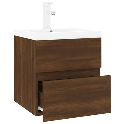 Sink Cabinet with Built-in Basin Brown Oak Engineered Wood