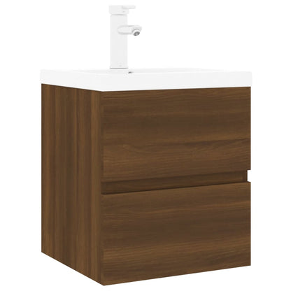 Sink Cabinet with Built-in Basin Brown Oak Engineered Wood