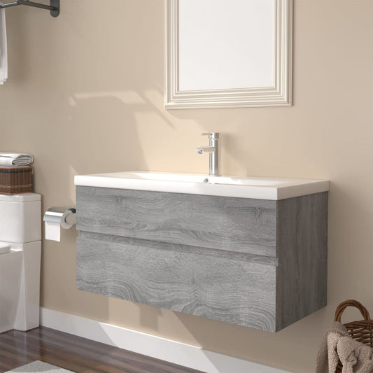 Sink Cabinet with Built-in Basin Grey Sonoma Engineered Wood