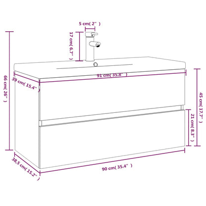 Sink Cabinet with Built-in Basin Grey Sonoma Engineered Wood