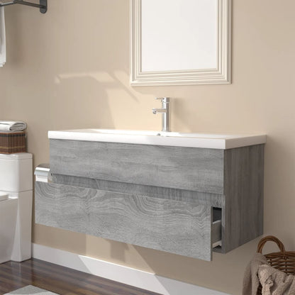 Sink Cabinet with Built-in Basin Grey Sonoma Engineered Wood