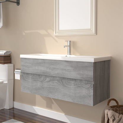 Sink Cabinet with Built-in Basin Grey Sonoma Engineered Wood