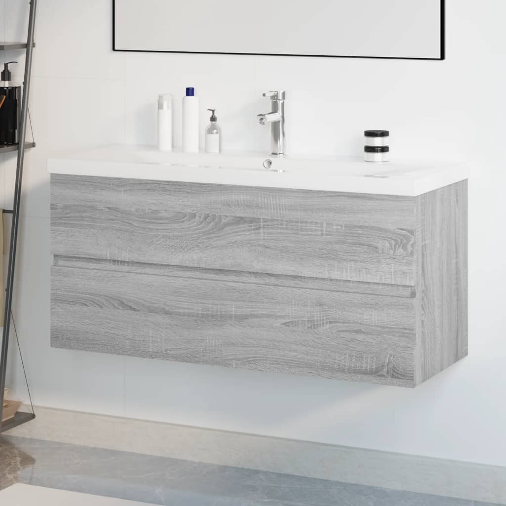 Sink Cabinet with Built-in Basin Grey Sonoma Engineered Wood