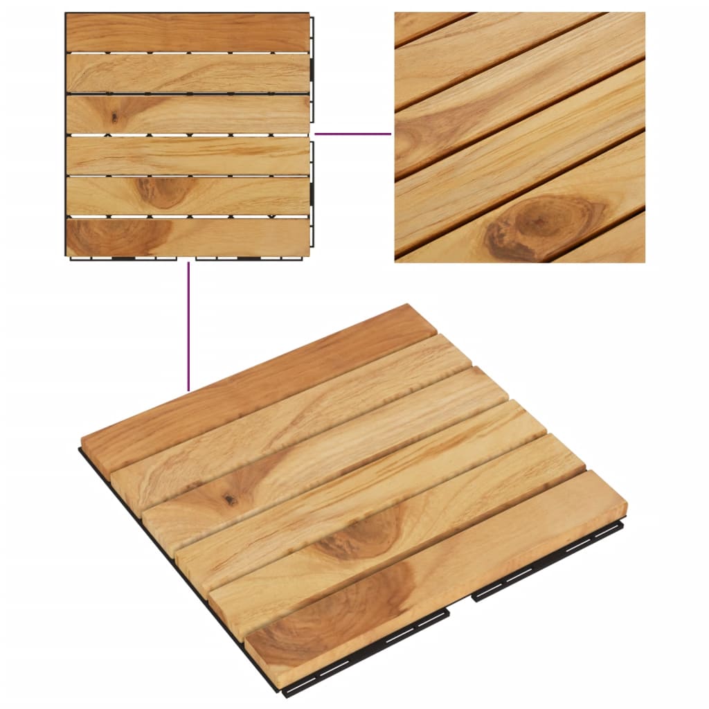 Decking Tiles 30 pcs 30x30 cm Solid Wood Teak Vertical Pattern