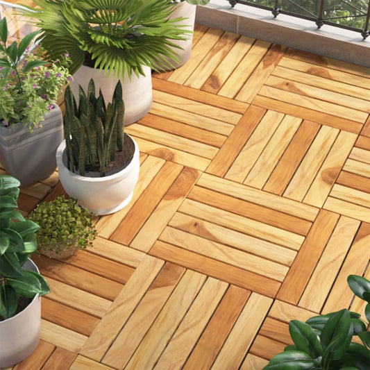 Decking Tiles 30 pcs 30x30 cm Solid Wood Teak Vertical Pattern