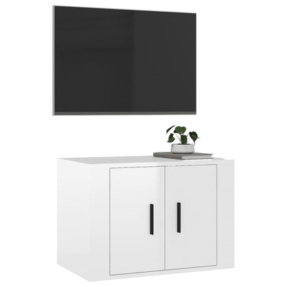 Wall Mounted TV Cabinet High Gloss White 57x34.5x40 cm