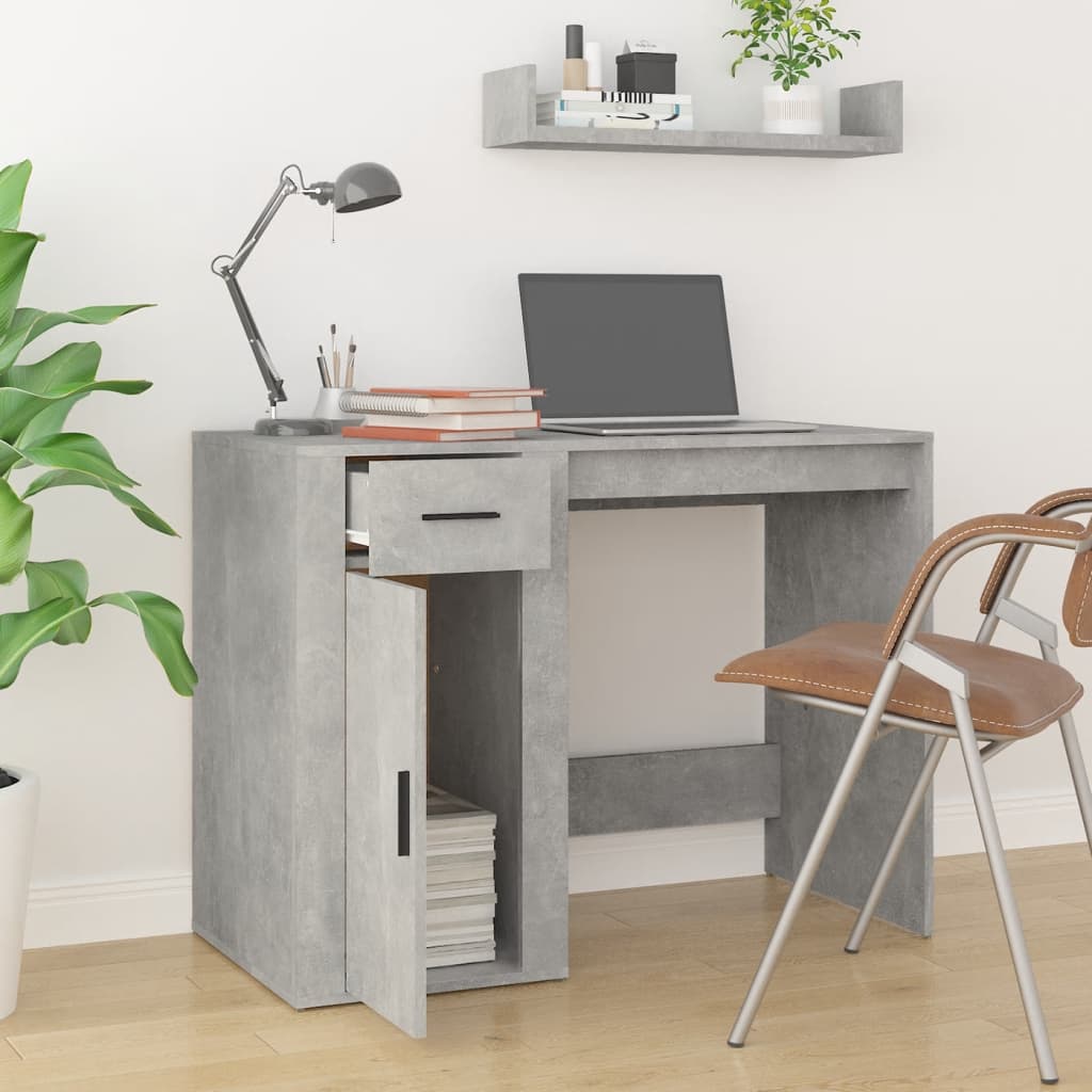 Desk Concrete Grey 100x49x75 cm Engineered Wood