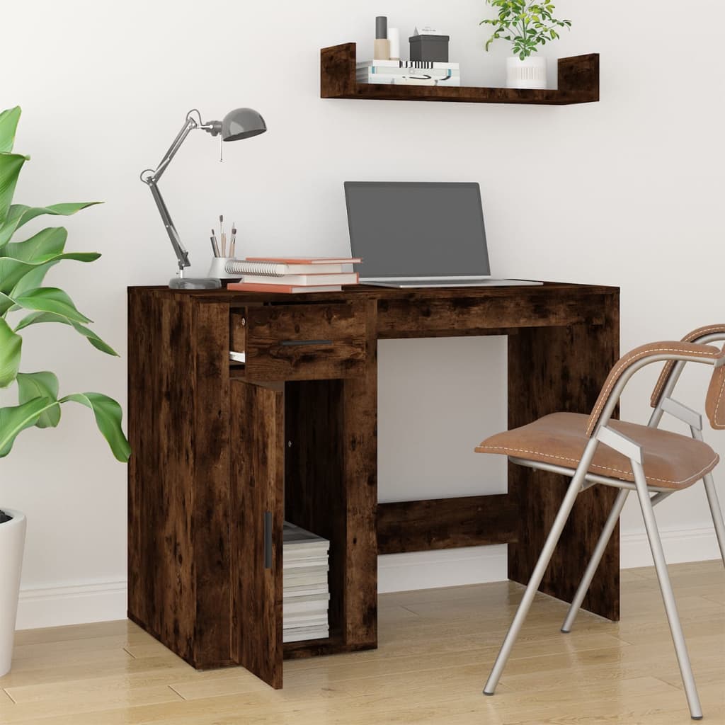 Desk Smoked Oak 100x49x75 cm Engineered Wood