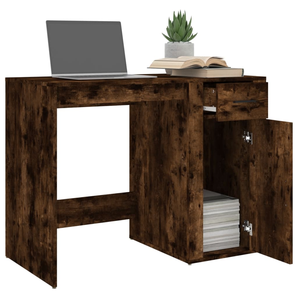 Desk Smoked Oak 100x49x75 cm Engineered Wood