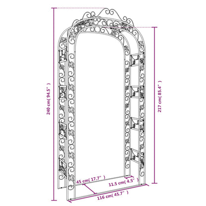 Garden Arch Black 116x45x240 cm Steel