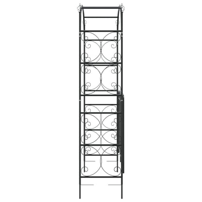 Garden Arch with Gate Black 108x45x235 cm Steel