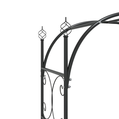 Garden Arch with Gate Black 108x45x235 cm Steel