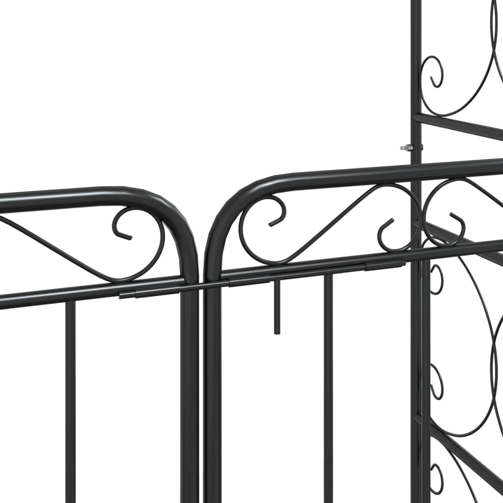 Garden Arch with Gate Black 108x45x235 cm Steel