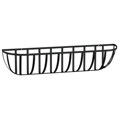 Wall Troughs 2 pcs with Coco Liners Black 91x20x23 cm Steel